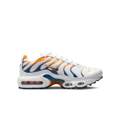 Witte sneakers met oranje en blauw