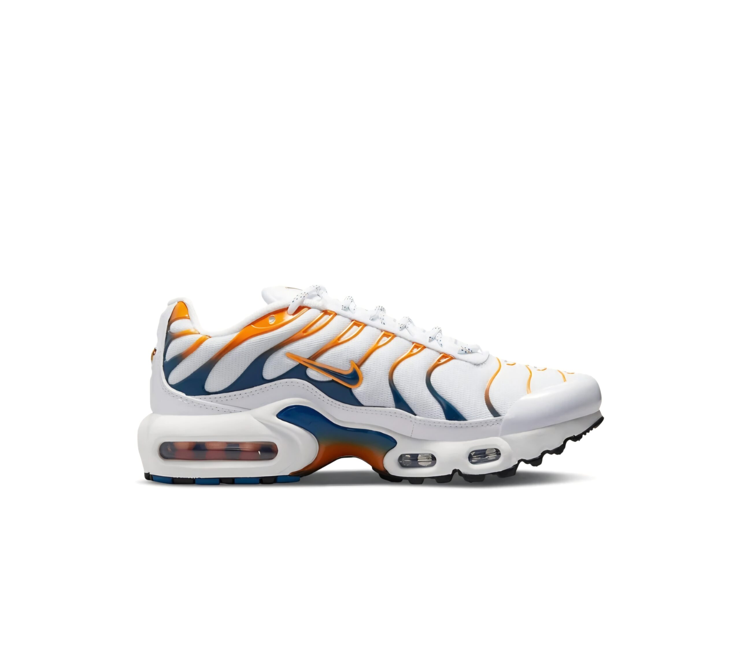Witte sneakers met oranje en blauw